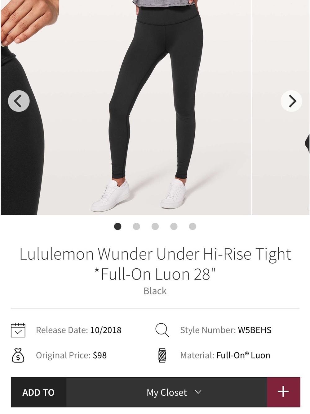 Lululemon Wunder Under Hi-Rise Leggings Black Size 8